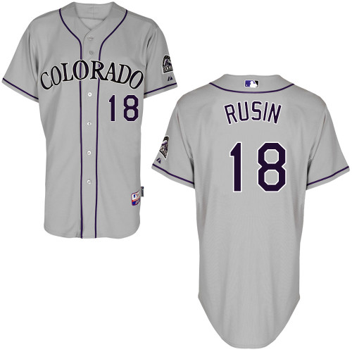 Chris Rusin #18 MLB Jersey-Colorado Rockies Men's Authentic Road Gray Cool Base Baseball Jersey